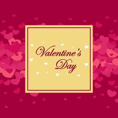 Postcard Valentine's Day. Many pink hearts and card with place for your text. For paper, textile, postcards, wedding