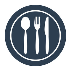 Plate, fork, spoon and knife