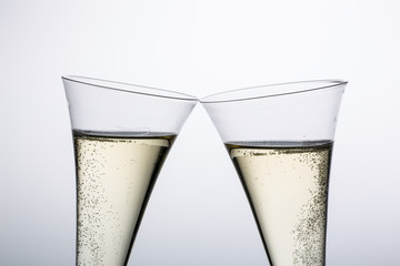 champagne or sparkling wine in the champagne glass