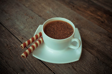 coffee mug tea coffee beans cookies tube.