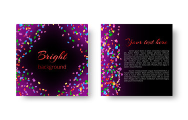 Background greeting card with soaring colored confetti for the New Year's design
