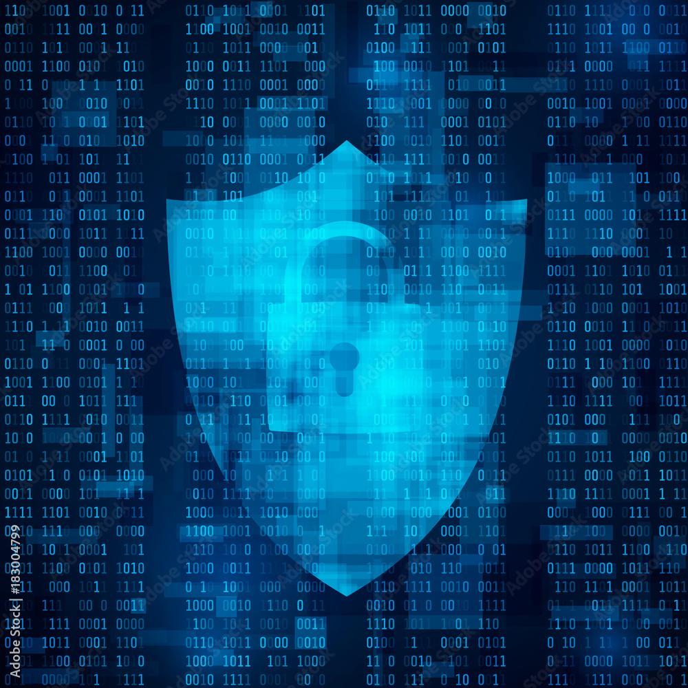 Poster encryption information concept. internet sequrity system. data protection. vector background