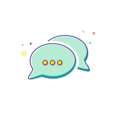 Fototapeta premium Chat Icon in trendy style - thin line flat design. Group speech bubbles symbol for your website design, logo, app, UI. Vector illustration
