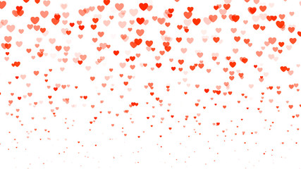 Heart halftone Valentine`s day background. Red transparent hearts on white. Vector illustration