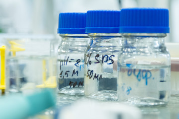 Laboratory utensils. In the scientific laboratory. Preparation for the experiment.