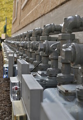Row gray gas meters