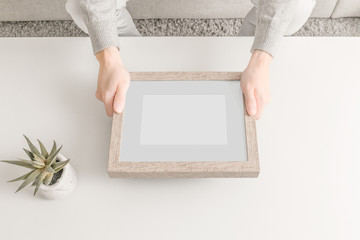 Wooden Picture Frame with Mat Mockup