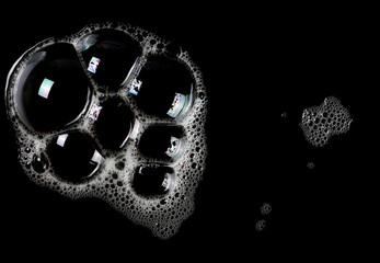 foam, bubble isolated on black, with clipping path texture and background 