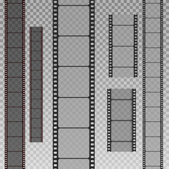 Set of film strip isolated on transparent background. Vector Illustration
