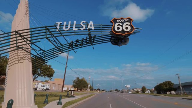 Historic Route 66 street view in Tulsa Oklahoma