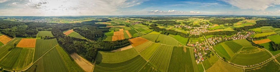Zelfklevend Fotobehang Luftaufnahme Ländlicher Raum - Panorama © reichdernatur