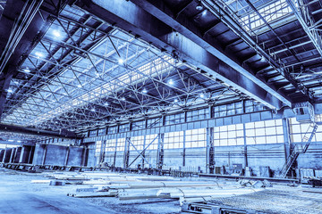 Unified standard typical span prefabricated of a steel frame production building. Industrial...