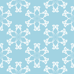 Fototapeta na wymiar White floral seamless design on blue background