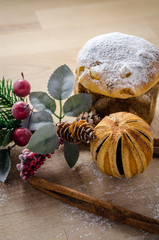the Christmas spirit, still life with some of most famous Christmas foods and symbol