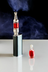 Electronic cigarette with red e-liquid