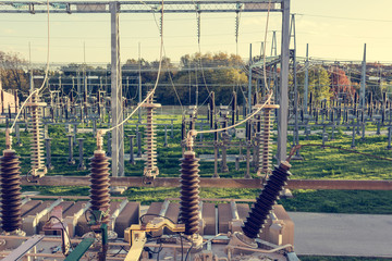Power transformer powering electrical switchyard.