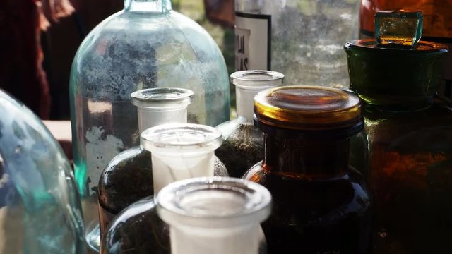 Jars and bottles of herbs