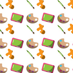 school artistic palette color brush blackboard color splash seamless pattern vector illustration