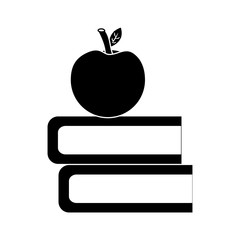 back to school apple and book vector illustration black image