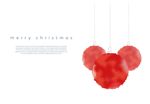 Christmas Web Banner with Watercolor Ornaments