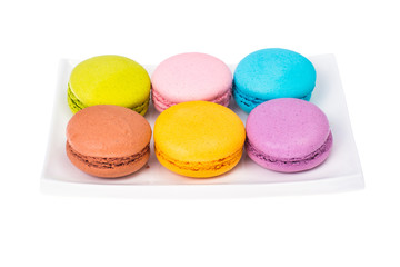 Macaroni tasty French dessert on white plate