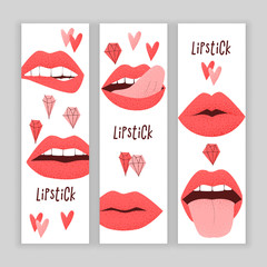 Lips with red lipstick