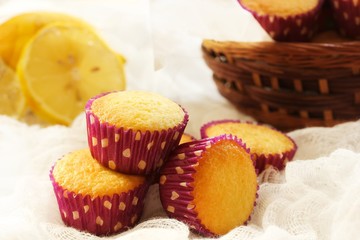 Homemade Mini Lemon Cupcakes, selective focus