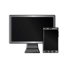 monitor computer smartphone gadget screen device vector illustration
