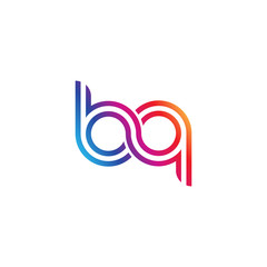 Initial lowercase letter bq, linked outline rounded logo, colorful vibrant gradient color