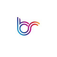 Initial lowercase letter br, linked outline rounded logo, colorful vibrant gradient color