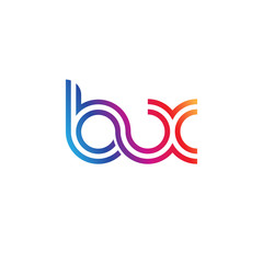 Fototapeta premium Initial lowercase letter bx, linked outline rounded logo, colorful vibrant gradient color