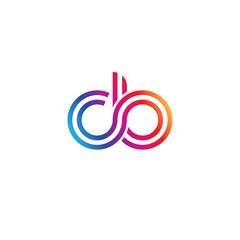 Initial lowercase letter cb, linked outline rounded logo, colorful vibrant gradient color