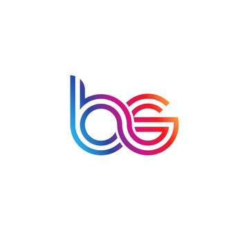 Initial lowercase letter bs, linked outline rounded logo, colorful vibrant gradient color