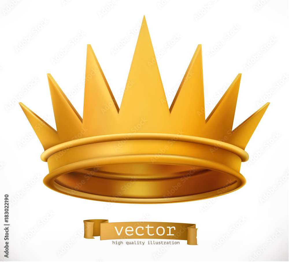 Sticker Gold crown. King. vector icon