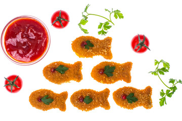 Children food. Nuggets from fishes