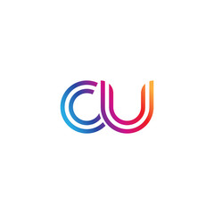 Initial lowercase letter cu, linked outline rounded logo, colorful vibrant gradient color © ariefpro