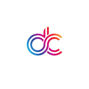 recommend clip art: Initial lowercase letter dc, linked outline rounded logo, colorful vibrant gradient color