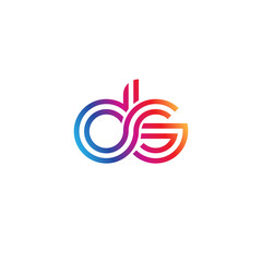 Initial lowercase letter ds, linked outline rounded logo, colorful vibrant gradient color