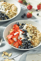 Healthy Fresh Oatmeal with Strawberries