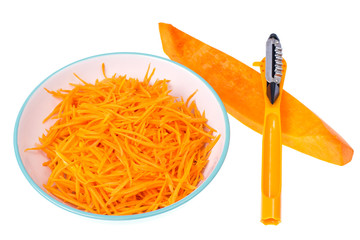 Orange pumpkin chopped for salad