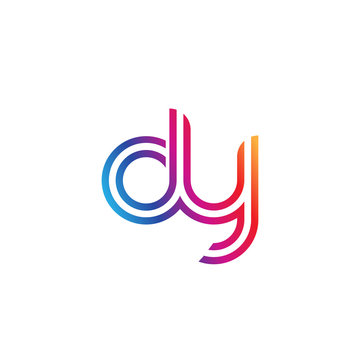 recommend clip art: Initial lowercase letter dy, linked outline rounded logo, colorful vibrant gradient color