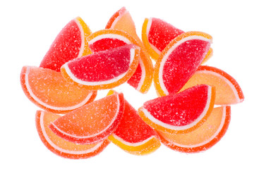 Fototapeta na wymiar Orange and grapefruit jujube on white