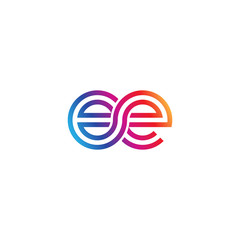 Initial lowercase letter ee, linked outline rounded logo, colorful vibrant gradient color