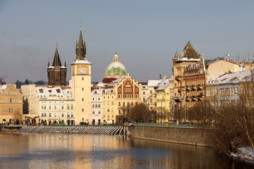Obraz premium Snowy freeze Prague Old Town, Czech republic