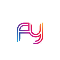 Initial lowercase letter fy, linked outline rounded logo, colorful vibrant gradient color