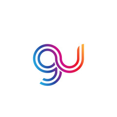 Initial lowercase letter gu, linked outline rounded logo, colorful vibrant gradient color