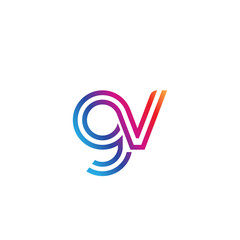 Initial lowercase letter gv, linked outline rounded logo, colorful vibrant gradient color