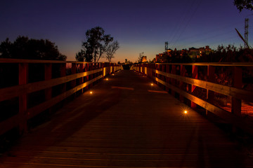 Coastal path. Wooden road. City of Estepona, Costa del Sol, Andalusia, Spain.