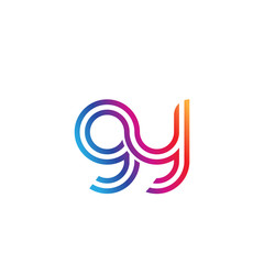 Fototapeta premium Initial lowercase letter gy, linked outline rounded logo, colorful vibrant gradient color