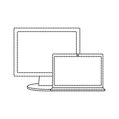 monitor and laptop mockup gadget blank screen vector illustration